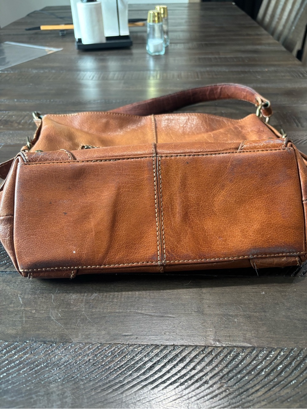 Nino BOSSI Cognac Brown Leather Shoulder Bag - Picture 9 of 9